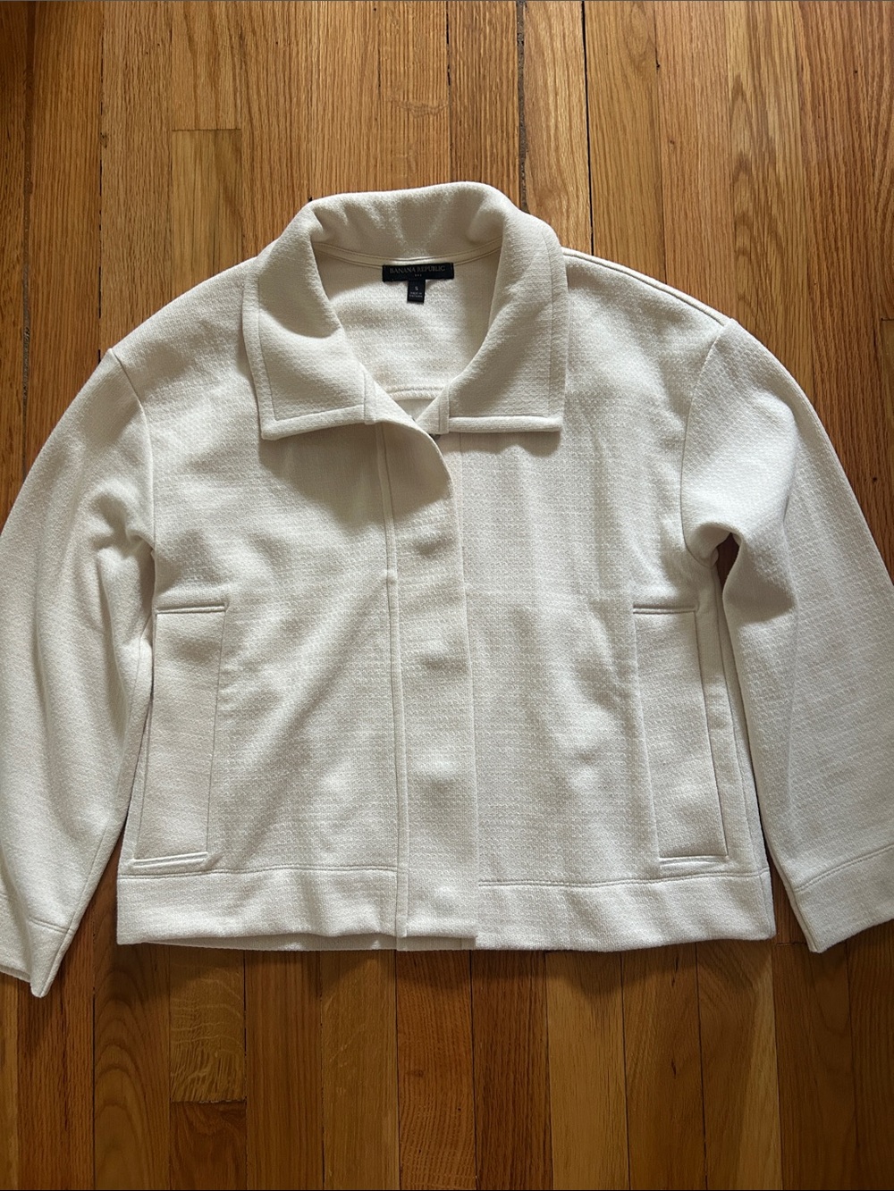 Banana Republic Cream Textured Jean-Style Jacket